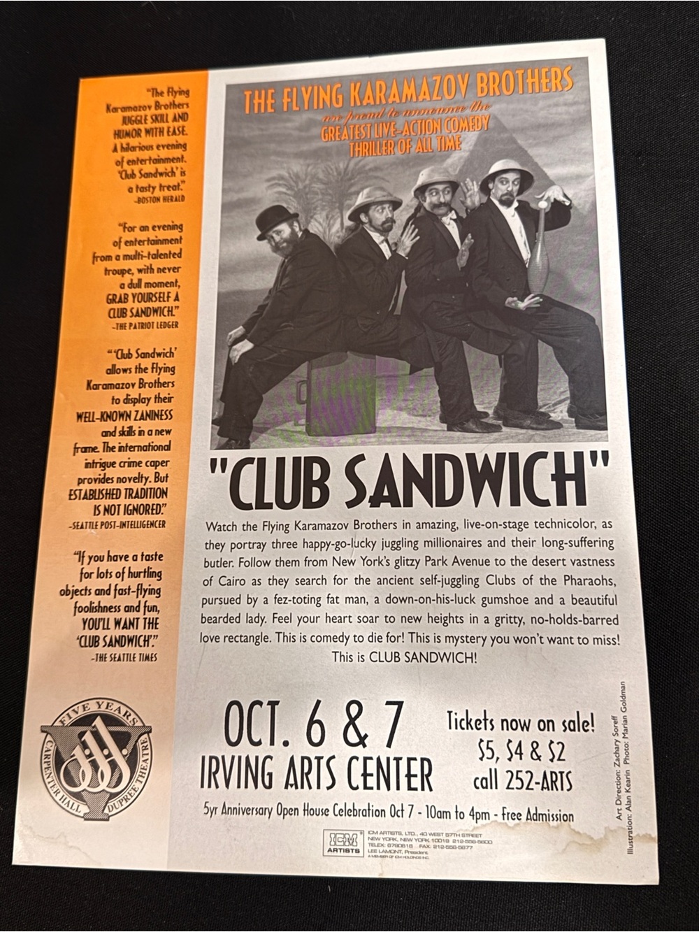 The Flying Karamazov Brothers "Club Sandwich" Vintage Poster - Blue & Orange - Picture 3 of 5